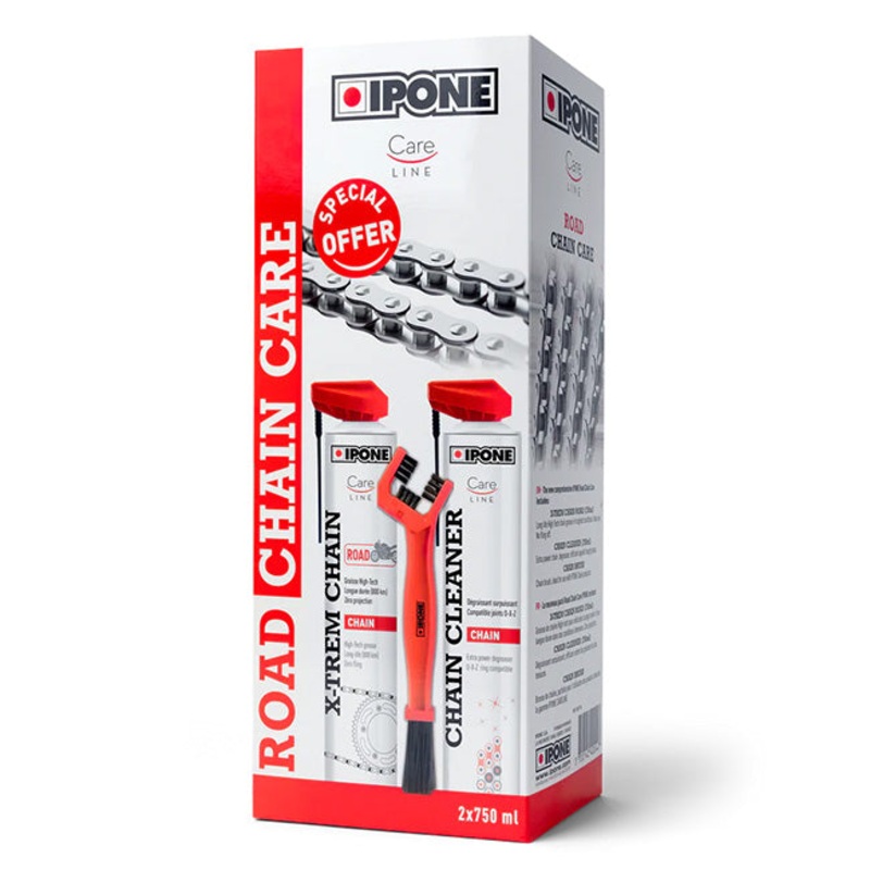 Chain Care Pack-Road750ml cleaner/Lube/Brush Ipone DG ^ (800736)