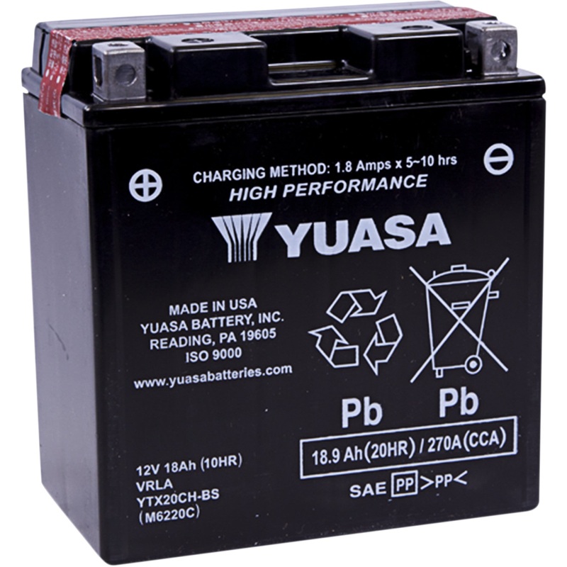 YUASA 2113-0015 YUAM6220C High Performance AGM Maintenance-Free Battery AGM Battery - YTX20CH-BS .82 L