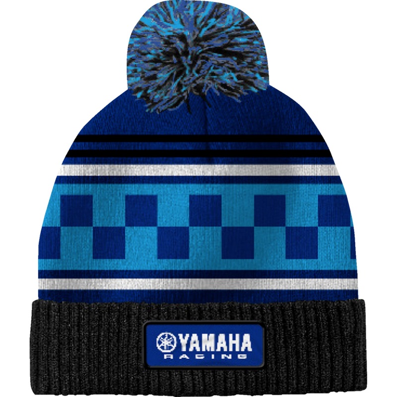 YAMAHA APPAREL 2501-3963 NP21A-H3242 Yamaha Beanie Yamaha Racing Pom Beanie - Black/Blue