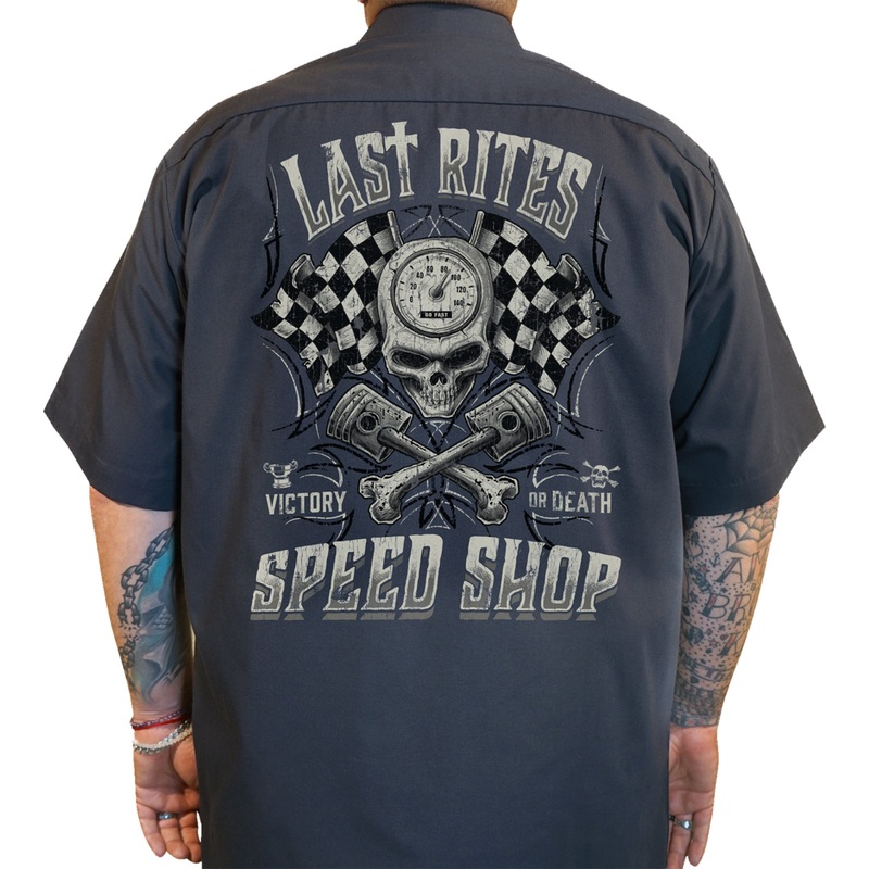 LETHAL THREAT 3040-3331 DG60181XXL Last Rites Shop Shirt gray - 2xl