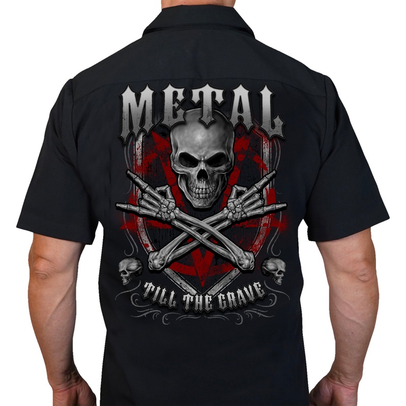 LETHAL THREAT 3040-3339 DG60179-4XL Metal Till the Grave Shop Shirt black - 4xl
