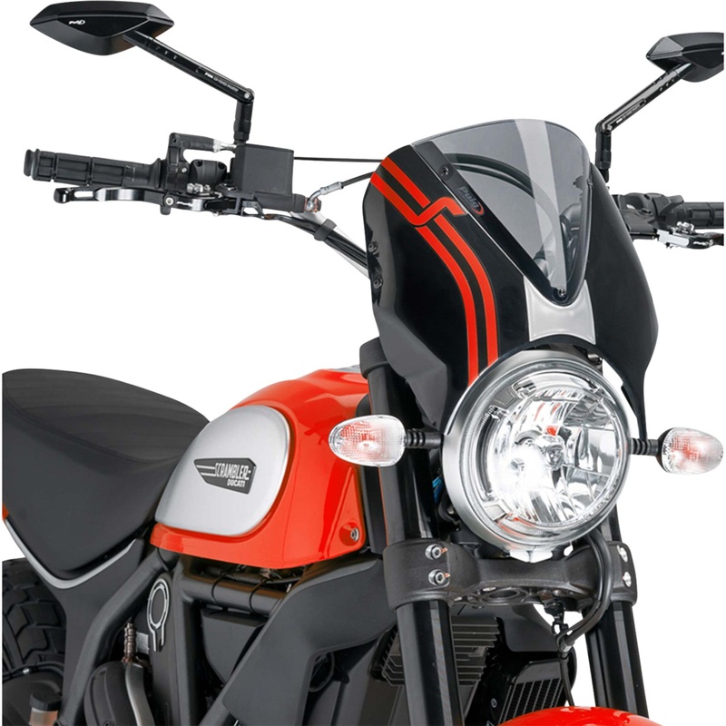 PUIG HI-TECH PARTS 2301-2480 7652H Retrovision Windshield New Generation Windscreen - 12-1/4" - Smoke - Scrambler