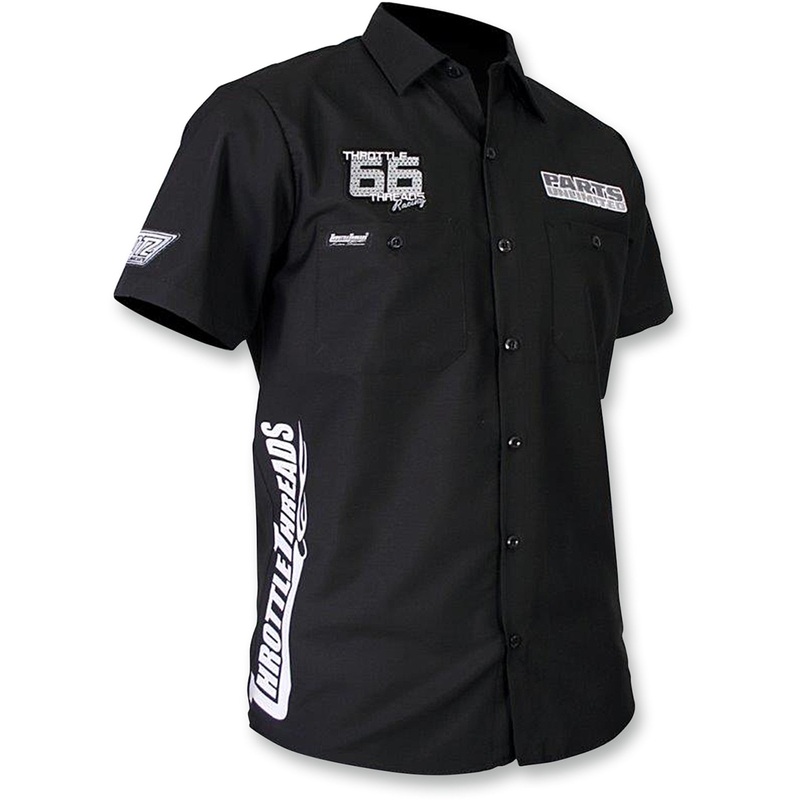 THROTTLE THREADS 3050-2981 TT430S24BK3R Throttle Threads Snow Monochrome Shop Shirt Throttle Threads Snow Shop Shirt - Black - 3XL