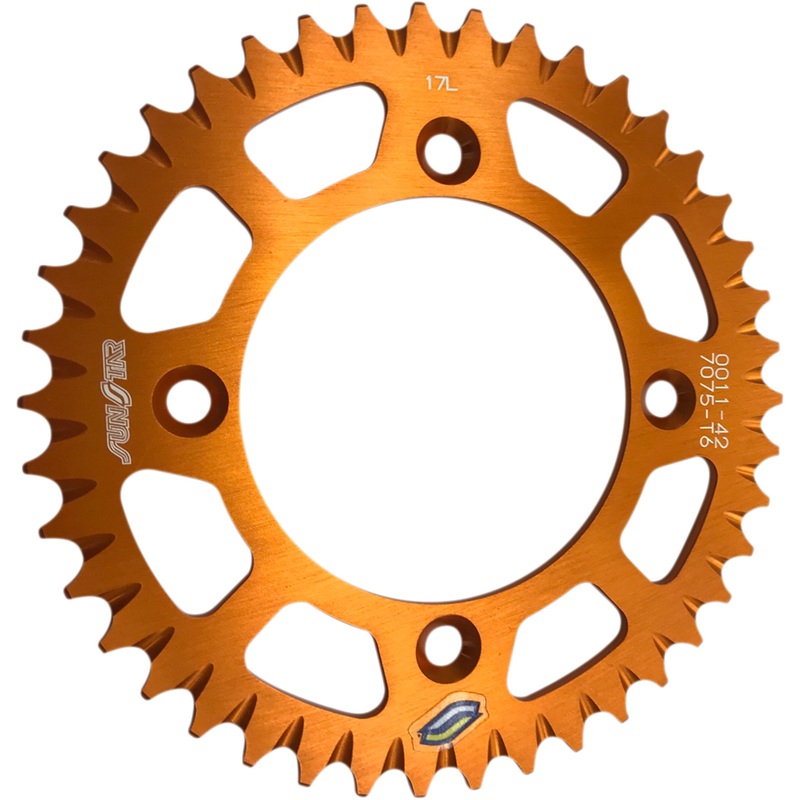 SUNSTAR SPROCKETS 1211-1973 5-001142OR Aluminum Rear Sprocket Rear Sprocket - 42 Tooth - Works/Orange