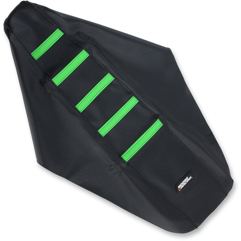 MOOSE OFFROAD 0821-1801 KXF25009-334RT Ribbed Seat Cover black cover/green ribs - kawasaki