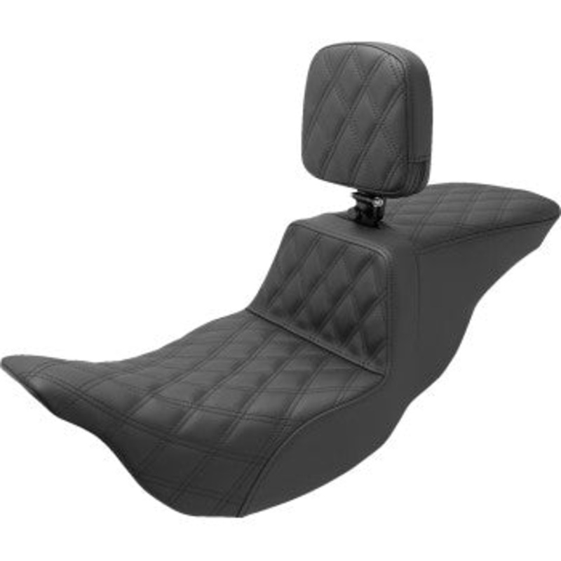 (OPEN BOX) SADDLEMEN 0801-1466 808-07B-195BR Tour Step Up Seat - Rider Backrest - Full Lattice Stitch - FL '08-'23