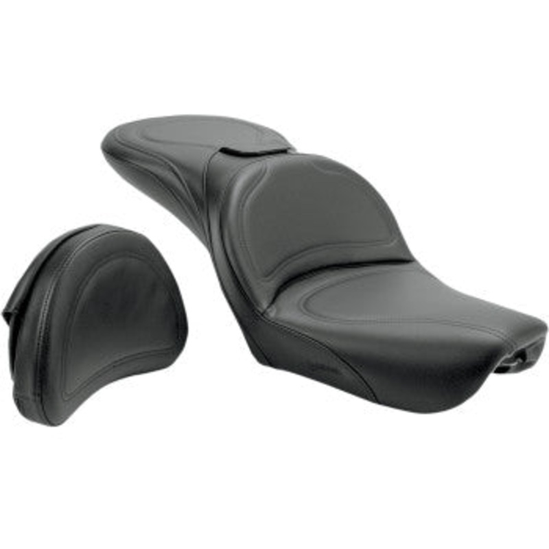 (OPEN BOX) SADDLEMEN 0803-0144 804-05-0301 Seat - Explorer - With Backrest - Stitched - Black - FXDWG '04-'05