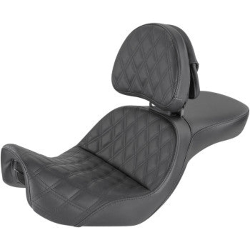 (OPEN BOX) SADDLEMEN 0803-0609 806-04-030LS Explorer Seat - With Backrest - Lattice Stitched - Black - FXD