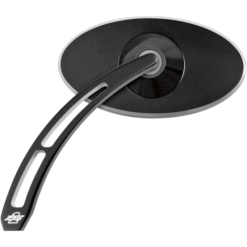 PRO-ONE PERF.MFG. 0640-0560 102590B Billet Aluminum Mirror Mirror - Pro Street - Side View - Smooth - Oval - Black - Left