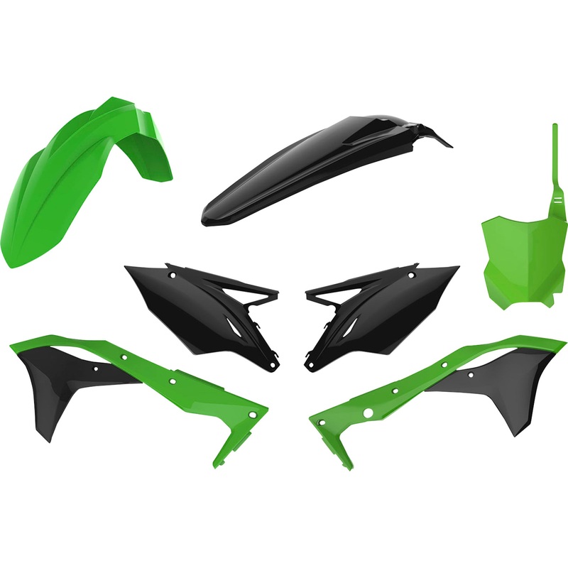 POLISPORT 0520-3579 90837 Body Kit For Kawasaki Body Kit - Complete - Green/Black - KX 450F