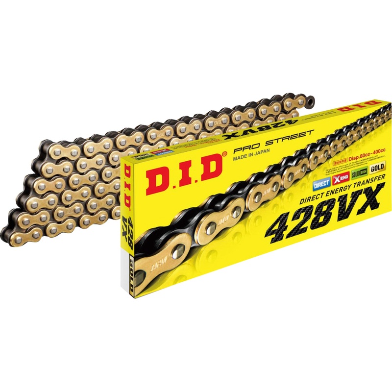 DID 1223-2118 428VXG130FB 428 VX Series X-Ring Chain 428 VX - Drive Chain - 130 Links - Gold and Black