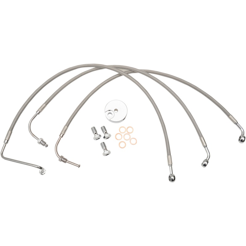 LA CHOPPERS 1741-4215 LA-8005B08 Stainless Steel Brake Line Kit Brake Lines - Mini Ape Hanger Handlebars - Stainless Steel