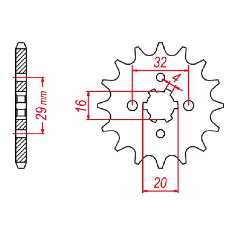 MTX 1425 Steel Front Sprocket #428 (10-1425)