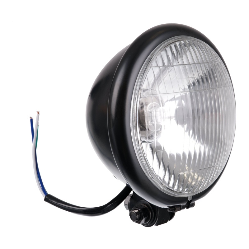 Whites Headlight Bates 5 3/4 Bottom Mount H4 60/55W Black