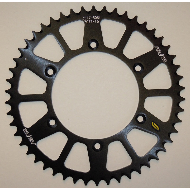 SUNSTAR REAR SPROCKET ALUMINUM BLACK 52T 5-357752BK