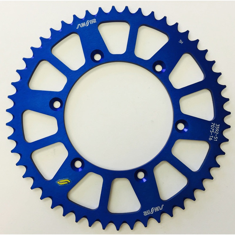 SUNSTAR REAR SPROCKET ALUMINUM BLUE 51T 5-359251BL