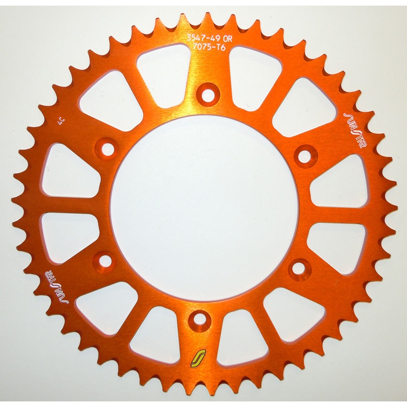 SUNSTAR REAR SPROCKET ALUMINUM ORANGE 52T 5-354752OR