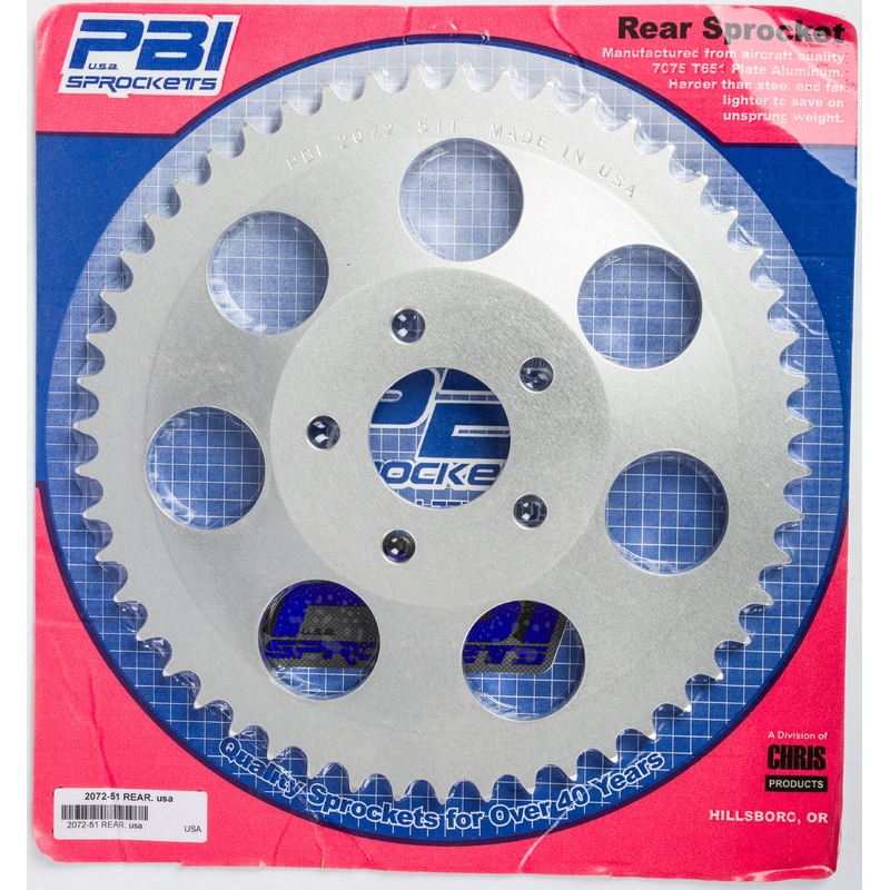 PBI REAR ALUMINUM SPROCKET 51T 2072-51-HD