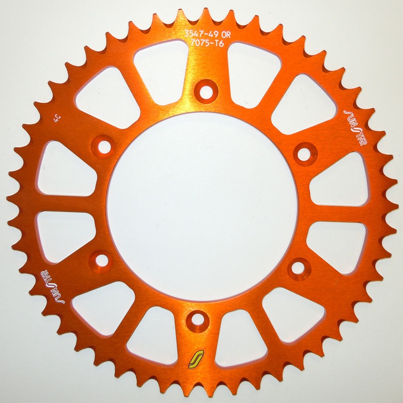 SUNSTAR REAR SPROCKET ALUMINUM ORANGE 53T 5-354753OR
