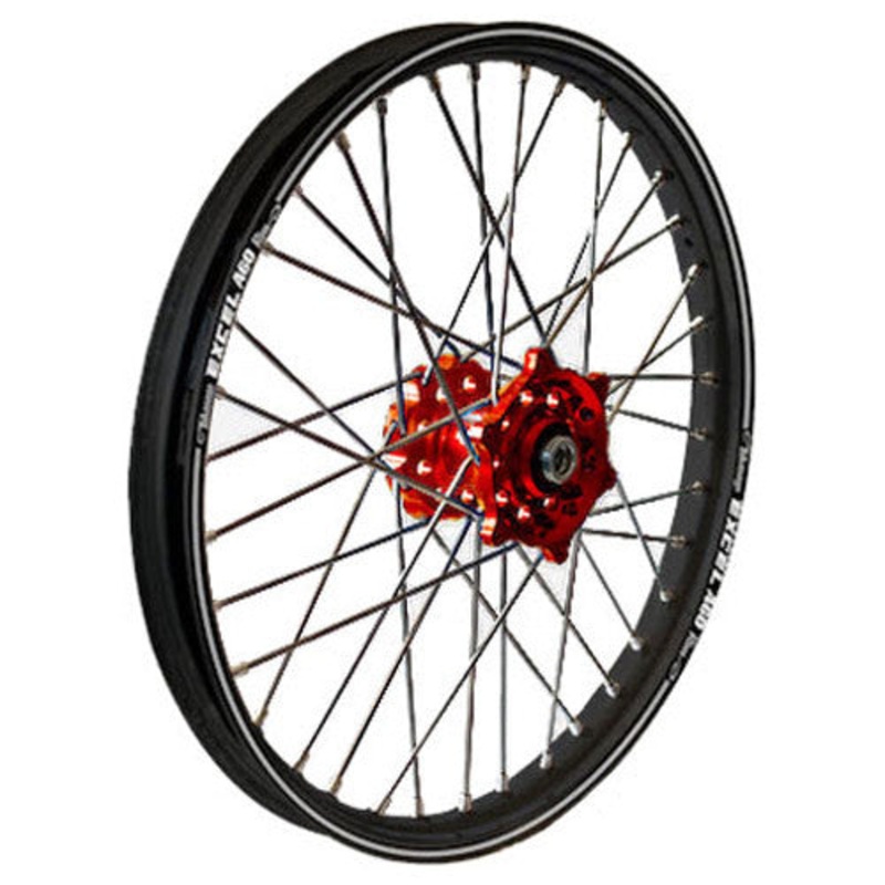 DUBYA FRONT WHEEL SET 1.60X21 RED HUB BLACK RIM 56-3104RB