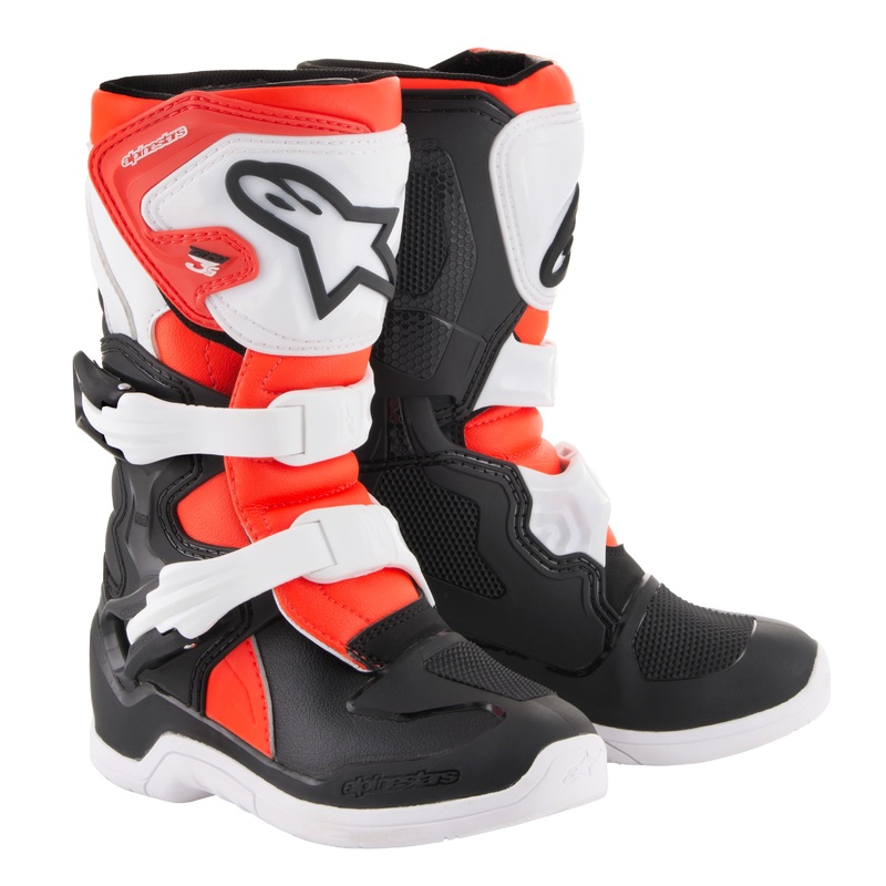 ALPINESTARS TECH 3S BOOTS BLACK/WHITE/RED SZ Y11 2014518-1231-11