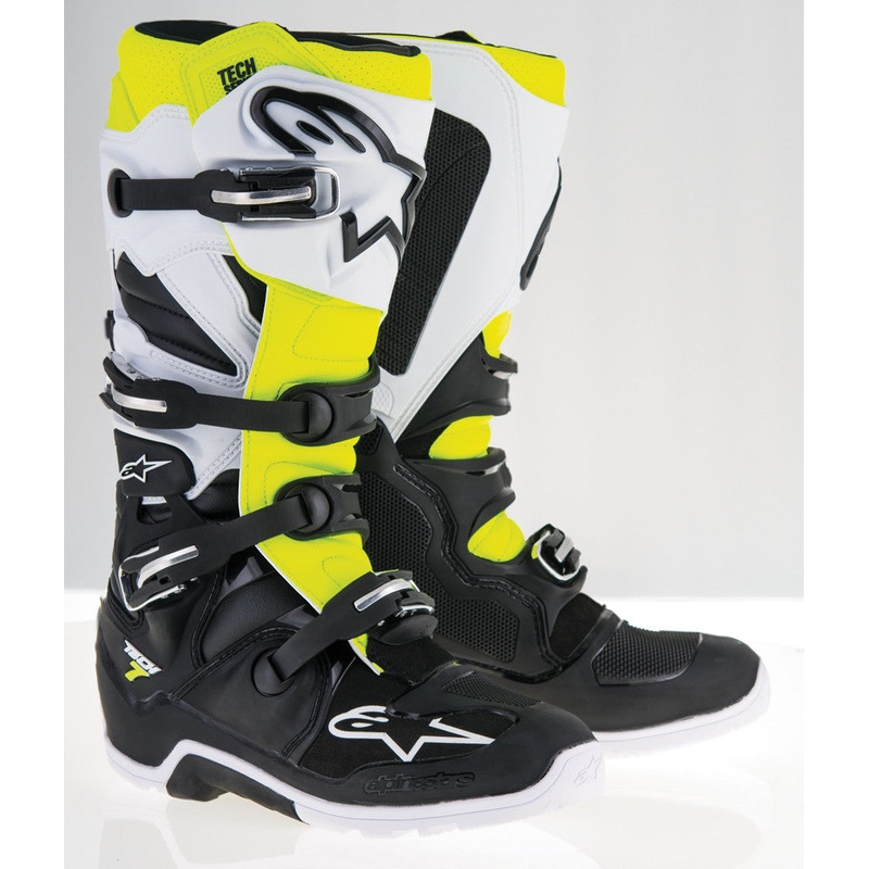 ALPINESTARS TECH 7 ENDURO BOOTS BLACK/WHITE/YELLOW SZ 09 2012114-125-9
